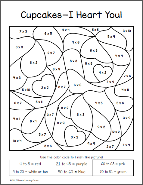 Multiplication Color By Number Cake Worksheets 99Worksheets