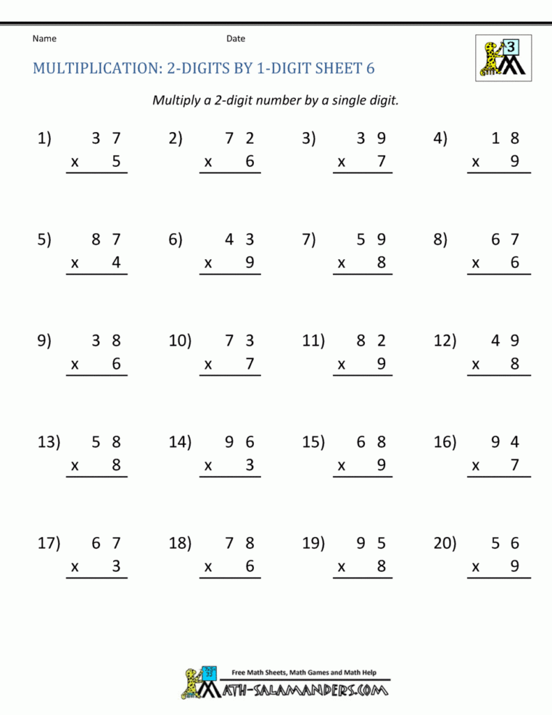 Multiplication Practice Worksheets Grade 3