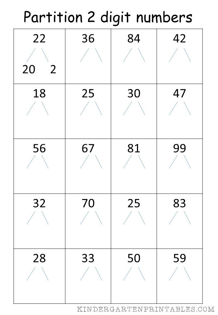 Partition 2 Digit Numbers Worksheet Free Printables