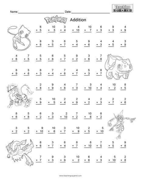 Pokemon Math Worksheets Iar412ekag