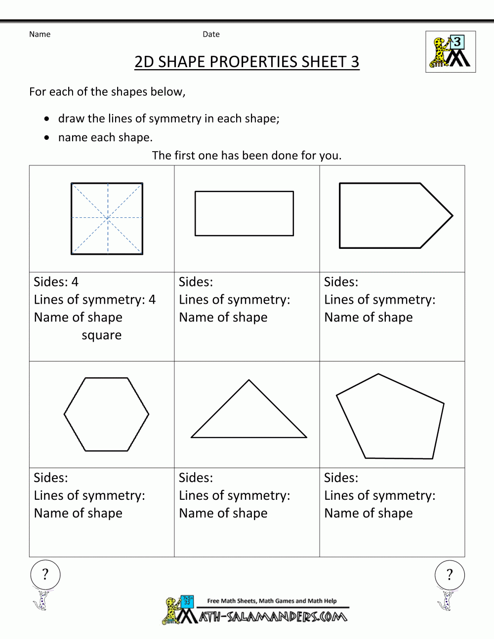 Polygon Worksheet Third Grade