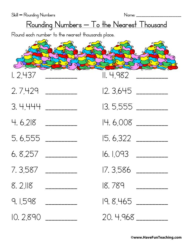 Rounding To The Nearest Thousand Worksheet Rounding Worksheets Word 
