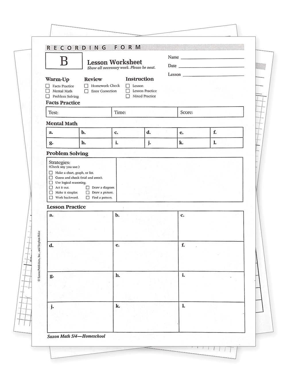 Saxon Math Printables