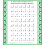 St Patrick s Day Multiplication Facts To 144 Shamrock Border Theme R