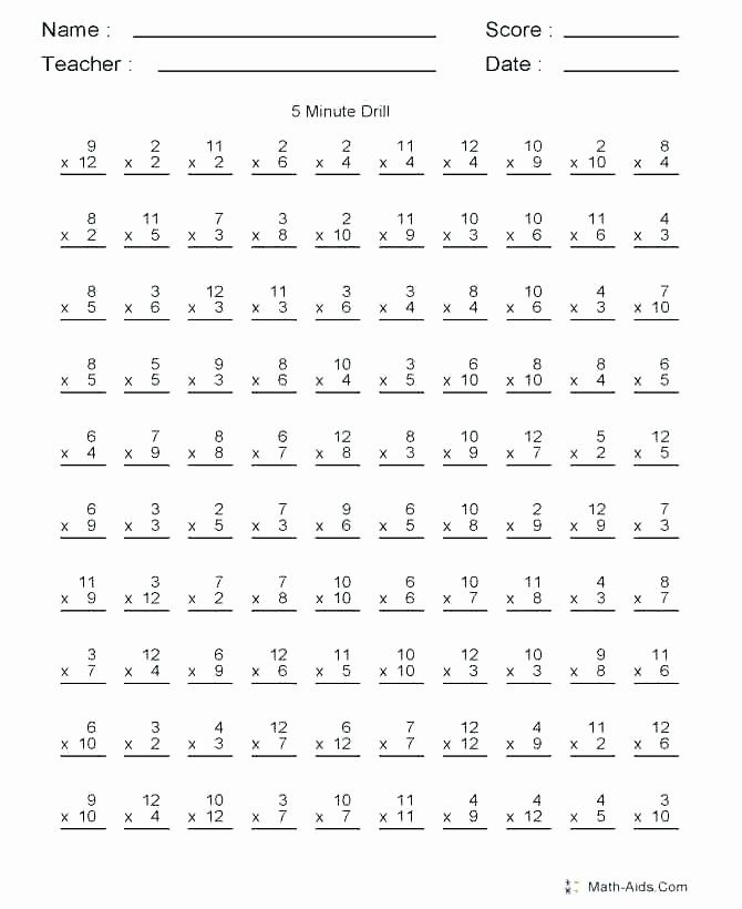 Third Grade Math Minutes Pdf Multiplication Worksheets Free Printable 