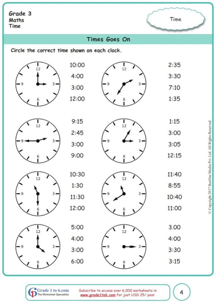 Time Grade 3 Math Worksheet Time Worksheets 3rd Grade Math 