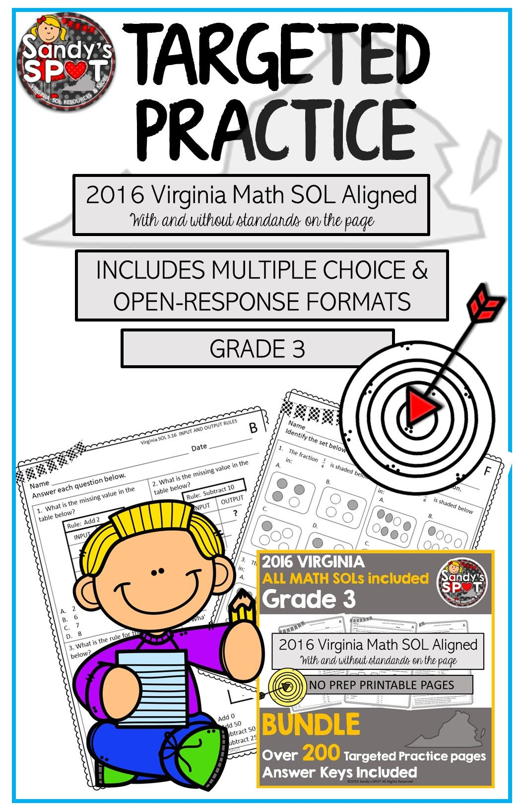 VIRGINIA MATH SOL GRADE 3 BIG BUNDLE OF TARGETED PRACTICE PRINTABLE 