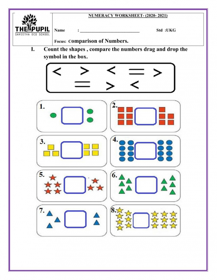 Worksheet For Greater Than And Less Than