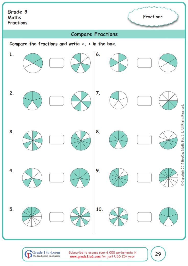 Worksheet Grade 3 Math Compare Fractions Fractions Worksheets